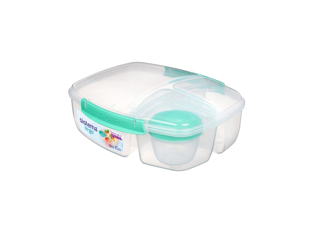 Sistema 2L Triple Split Lunch Box with Yogurt Pot – Eco-Friendly & BPA-Free Sistema 2L Triple Split Lunch Box with Yogurt Pot – Eco-Friendly & BPA-Free